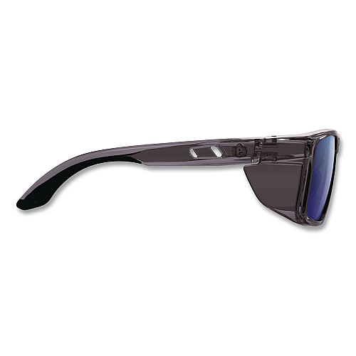 ergodyne Skullerz SIXTEN Anti-Scratch/Enhanced Anti-Fog Safety Glasses w/Side Shield, Polarized Mirrored Lens, Translucent Smoke, Blue (58240)