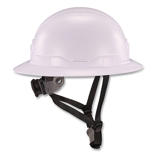 ergodyne Skullerz 8963 Full Brim Class E Safety Helmet, 6-Point Rachet Suspension, Full Brim, White (60540)