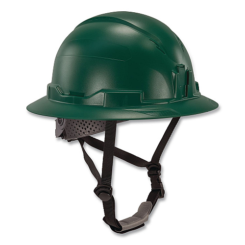 ergodyne Skullerz 8963 Full Brim Class E Safety Helmet, 6-Point Rachet Suspension, Full Brim, Green (60545)