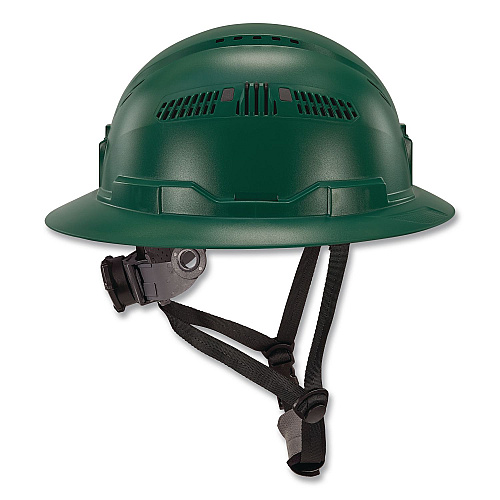 ergodyne Skullerz 8964 Full Brim Class C Safety Helmet, 6-Point Ratchet Suspension, Green (60565)