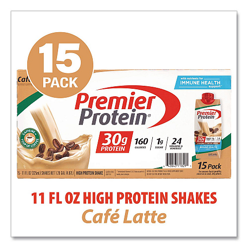 Premier Protein Cafe Latte Shake, 11 oz Bottle, 15/Carton (22002615)