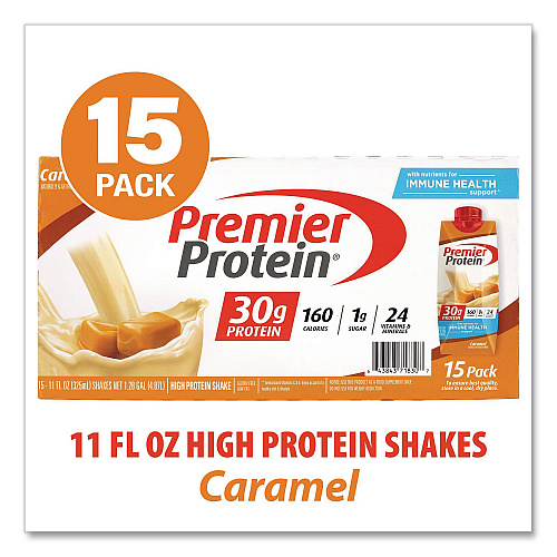 Premier Protein Caramel Shake, 11 oz Bottle, 15/Carton (22002616)