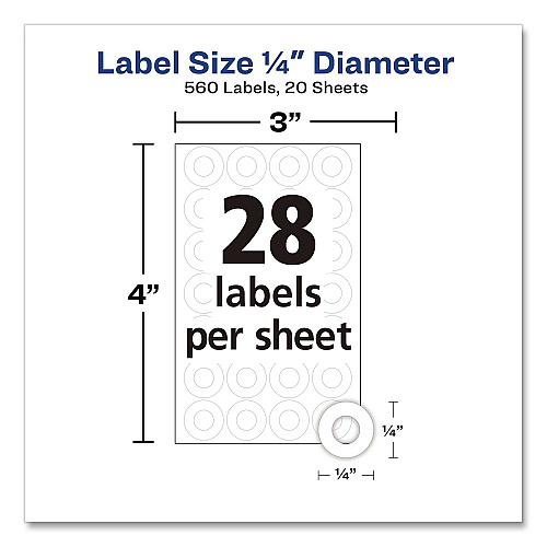 Avery Hole Reinforcement Labels, 0.25 dia, White, 560/Pack (6734)