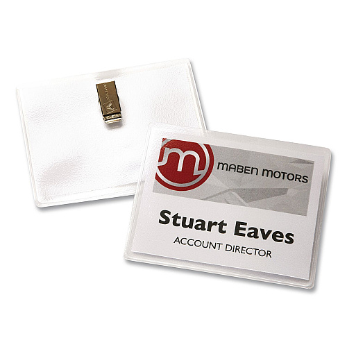 Avery Clip-Style Name Badge Kit, Clear, 3 x 4 Insert, 50 Badges/Box (74536)