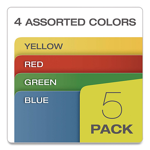Pendaflex Colored File Pockets, 5.25" Expansion, Letter Size, Randomly Assorted Colors, 5/Pack (1534G5ASST)