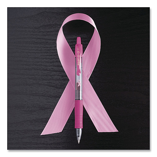 Pilot G2 Premium Breast Cancer Awareness Gel Pen, Retractable, Fine 0.7 mm, Pink Ink, Smoke/Pink Barrel, 2/Pack (31312)