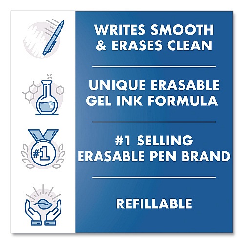 Pilot FriXion Ball Clicker Erasable Gel Pen, Retractable, Fine 0.7 mm, Black Ink, Black Barrel, 3/Pack (31464)