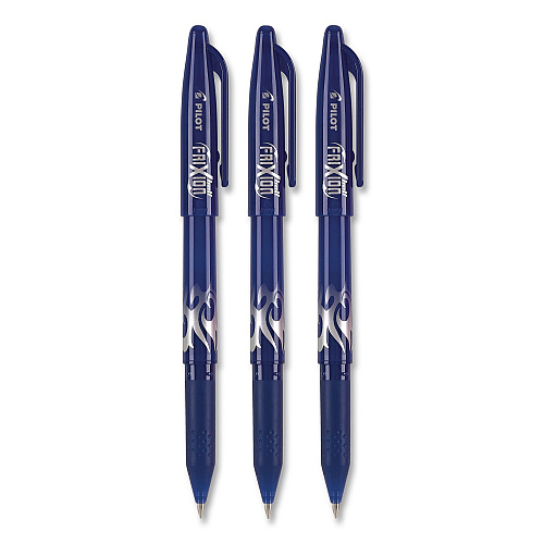 Pilot FriXion Ball Erasable Gel Pen, Stick, Fine 0.7 mm, Blue Ink, Blue Barrel, 3/Pack (31567)