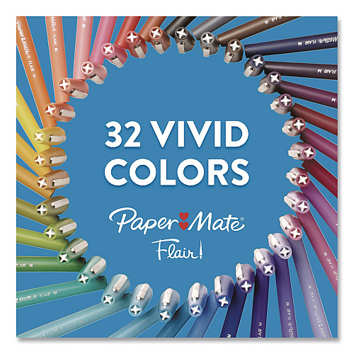 Paper Mate Flair Felt Tip Porous Point Pen, Stick, Medium 0.7 mm, Assorted Ink and Barrel Colors, 4/Set (8404452PP)