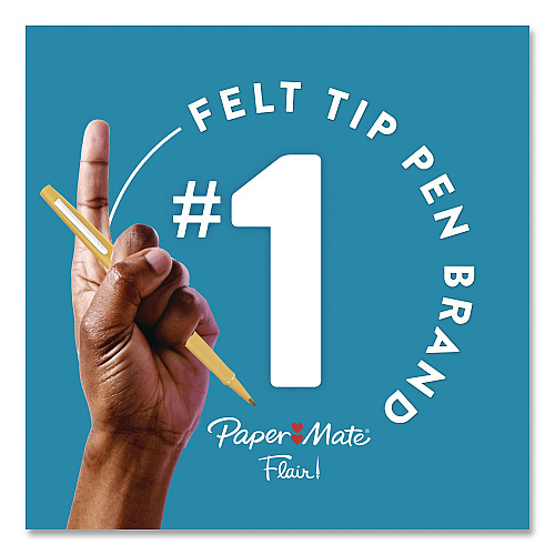 Paper Mate Flair Felt Tip Porous Point Pen, Stick, Medium 0.7 mm, Assorted Ink and Barrel Colors, 4/Set (8404452PP)