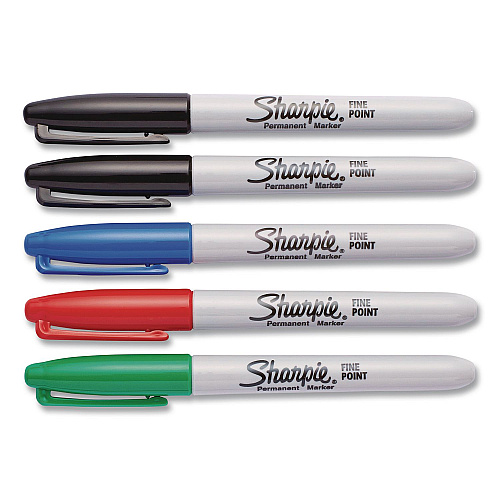 Sharpie Fine Tip Permanent Markers, Fine Tip, Assorted Colors, 5/Pack (30653PP)