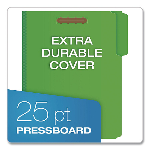 Pendaflex Top Tab Fastener Folder, 1/3-Cut Tab: Assorted, Expands 2", 2 Fasteners, Letter Size, Green, 25/Box (15938GW)