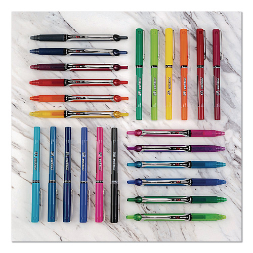 Pilot Precise V5 Rollerball Pen, Stick, Extra-Fine 0.5 mm, Red Ink, Red/Clear Barrel, 5/Pack (26012)
