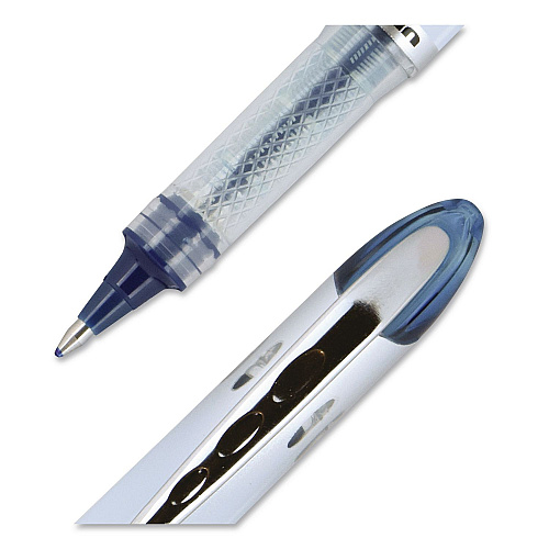 uni-ball VISION ELITE BLX Series Hybrid Gel Pen, Stick, Bold 0.8 mm, Blue-Infused Black Ink, White/Blue/Clear Barrel, 4/Pack (67182PP)