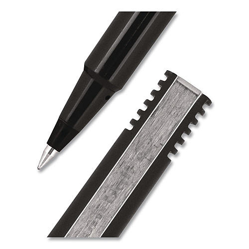uni-ball Rollerball Pen, Stick, Micro 0.5 mm, Black Ink, Black Barrel (498774)