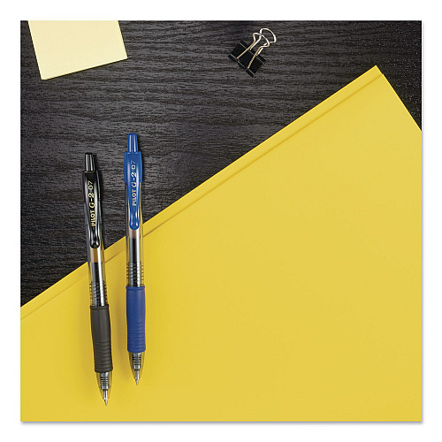Pilot G2 Premium Gel Pen, Retractable, Fine 0.7 mm, Blue Ink, Smoke/Blue Barrel, 4/Pack (31058)