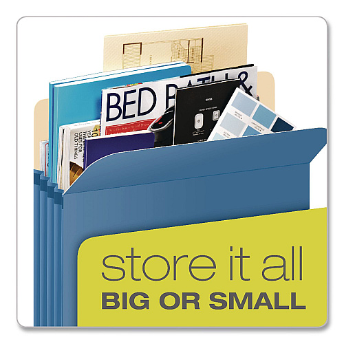 Pendaflex Colored File Pockets, 3.5" Expansion, Letter Size, Blue (1524EBLU)