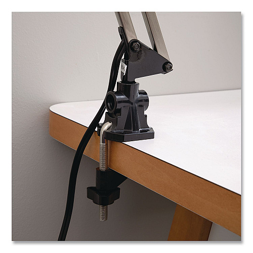 V-Light LED Desk Lamp Clamp Mount, Swing Arm, 34" High, Brushed Nickel/Black (CAEN804C)
