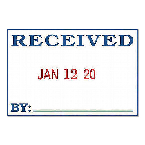 2000 PLUS 4-In-1 Message Date Stamp, 5 Years, ENTERED/FAXED/PAID/RECEIVED, 1.75 x 1.12, Red/Blue Ink (011035)