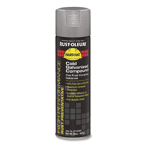 Rust-Oleum Hard Hat High Performance V2100 System Rust Preventive Cold Galvanizing Compound, Flat Gray, 20 oz Aerosol Can, 6/Carton (V2185838CT)
