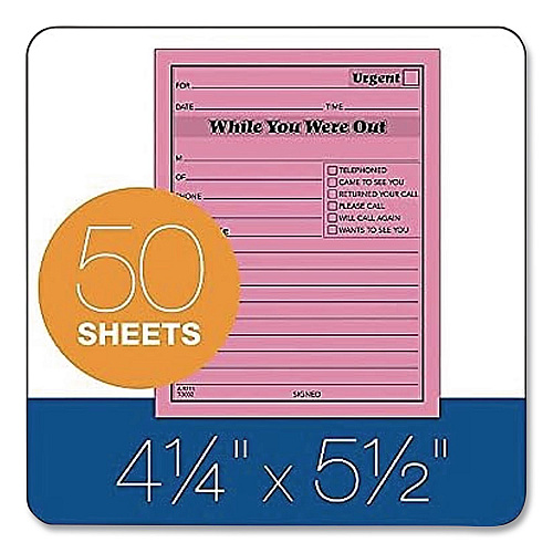 Adams While You Were Out Memo Pad, One-Part (No Copies), 4.25 x 5.5, 50 Forms/Pad, 12 Pads/Pack (9711D)