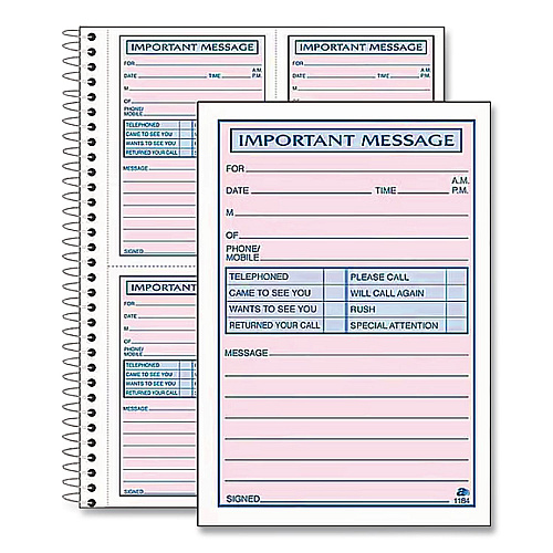 Adams Important Message Book, Two-Part Carbonless, 4 Forms/Sheet, 400 Forms Total (SC1187D)