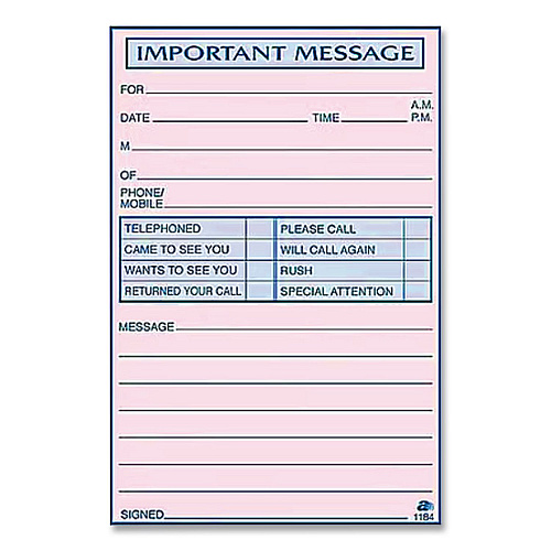 Adams Important Message Book, Two-Part Carbonless, 4 Forms/Sheet, 400 Forms Total (SC1187D)