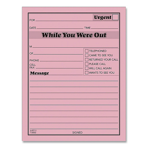Adams While You Were Out Memo Pad, One-Part (No Copies), 4.25 x 5.5, 50 Forms/Pad, 24 Pads/Pack (9711)