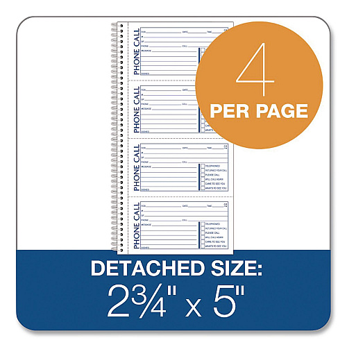 Adams Wirebound Telephone Message Book, Two-Part Carbonless, 4.75 x 2.5, 4 Forms/Sheet, 400 Forms Total, 2/Pack (SC11542D)