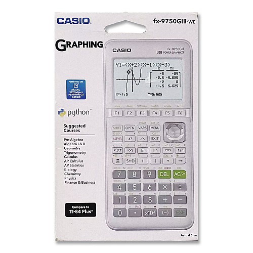 Casio FX-9750GIII 3rd Edition Graphing Calculator, 21-Digit LCD, White (FX9750GIIIWE)