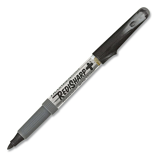 Ticonderoga RediSharp+ Permanent Markers, Fine Tip, Black, 12/Pack (98207)