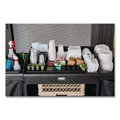 Amenity Organizer for all Rubbermaid Commercial Full Size and Compact Housekeeping Carts, 11 Sections, 18.75 x 3.62, Black (2124078)