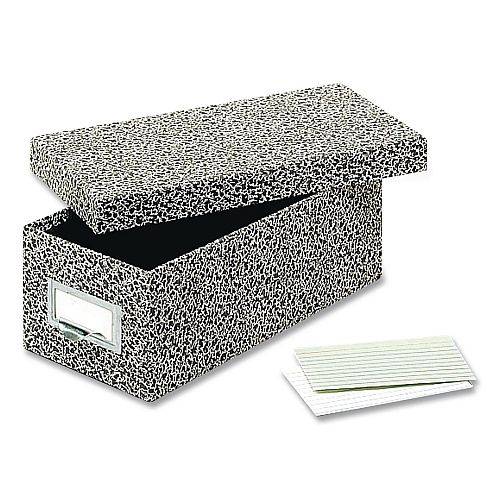 Globe-Weis Index Card File Box with Lift-Off Lid, Holds 1,000 3 x 5 Cards, 5.63 x 11.63 x 4, Black Agate (93BLA)