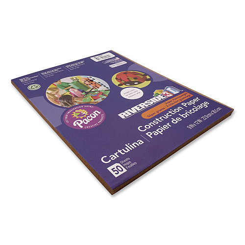 Pacon Riverside Construction Paper, 76 lb Text Weight, 9 x 12, Brown, 50/Pack (103605)