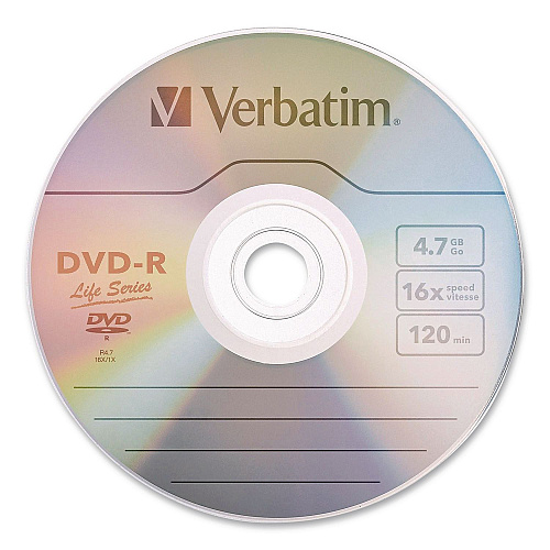 Verbatim DVD-R LifeSeries Disc, 4.7 GB, 16x, Spindle, Silver, 50/Pack (97176)