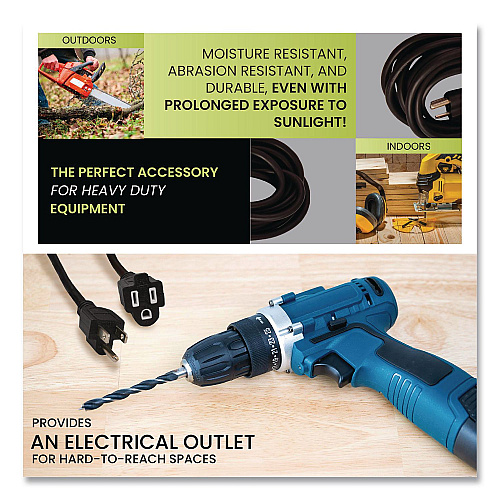 GoGreen Power 16 AWG Outdoor Extension Cord, 8 ft, 13 A, Black (GG13708BK)