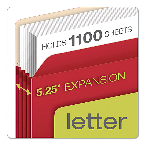 Pendaflex Colored File Pockets, 5.25" Expansion, Letter Size, Red (1534GRED10)