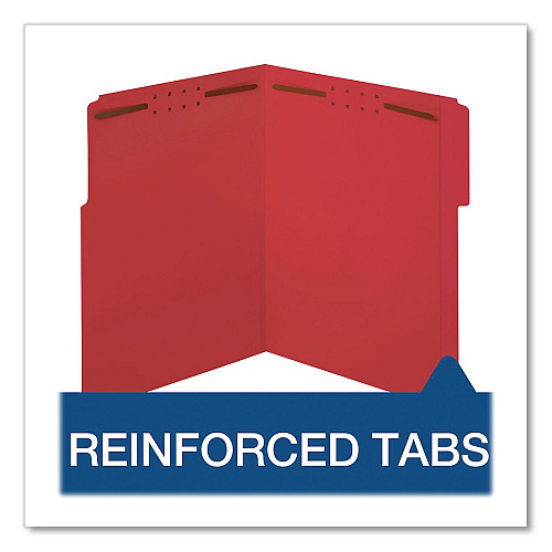 Pendaflex Colored Top Tab Fastener Folders, 1/3-Cut Tab: Assorted, Expands 2", 2 Fasteners, Letter Size, Red, 50/Box (22740)