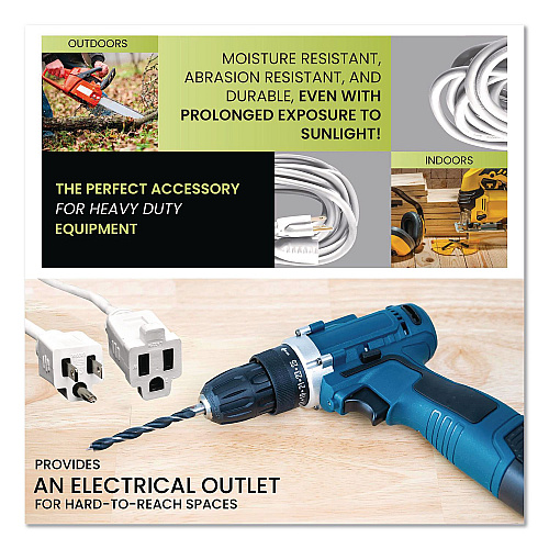 GoGreen Power 16 AWG Outdoor Extension Cord, 18 ft, 13 A, White (GG13718WH)