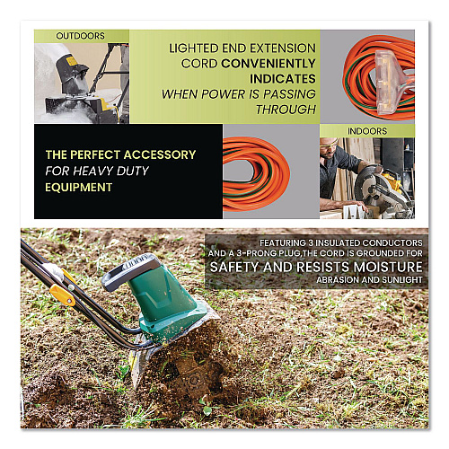 GoGreen Power 12 AWG 3-Outlet Heavy-Duty Extension Cord, 100 ft, 15 A, Orange (GG15200)
