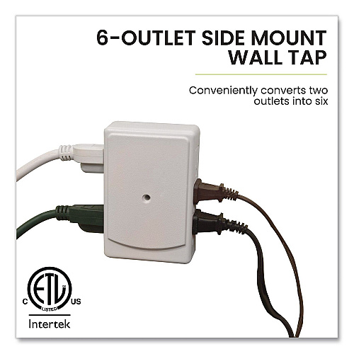 GoGreen Power 6 Outlet Side Mount Wall Tap, White (GG16000TSM)
