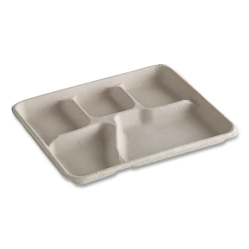 Chinet Savaday Molded Fiber Dinnerware, 5-Compartment Plate, Paper, 10.5" dia, White, 250/Carton (21040)
