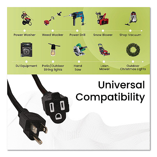 GoGreen Power 16 AWG Outdoor Extension Cord, 15 ft, 13 A, Black (GG13715BK)