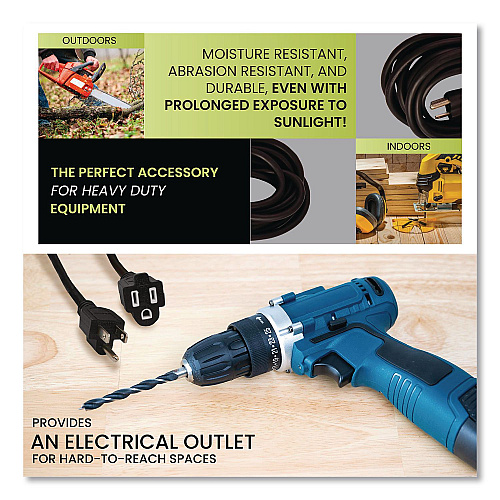 GoGreen Power 16 AWG Outdoor Extension Cord, 15 ft, 13 A, Black (GG13715BK)