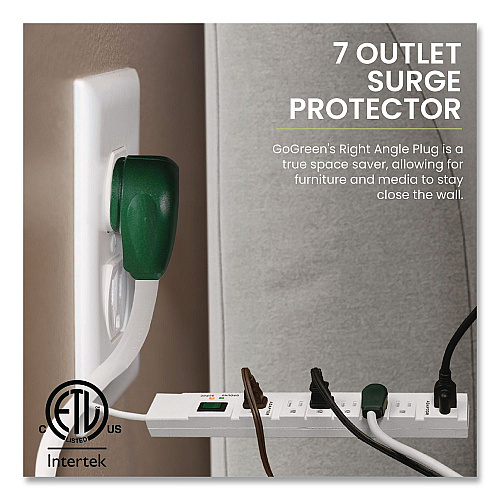 GoGreen Power 7 Outlet Surge Protector, 6 ft Cord, 1,200 J, White (GG17636)