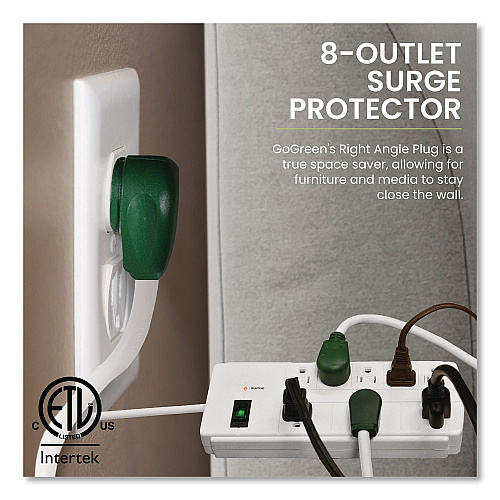 GoGreen Power 8 Outlet Surge Protector, 6 ft Cord, 750 J, White (GG18316WH)