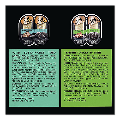 Sheba Perfect Portions Variety Twin Packs, Assorted Flavors, 1.32 oz Can, 60/Carton (22002668)