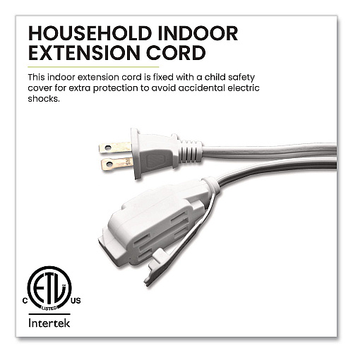 GoGreen Power Household Extension Cord, 12 ft, 13 A, White, 3/Pack (GG247123)
