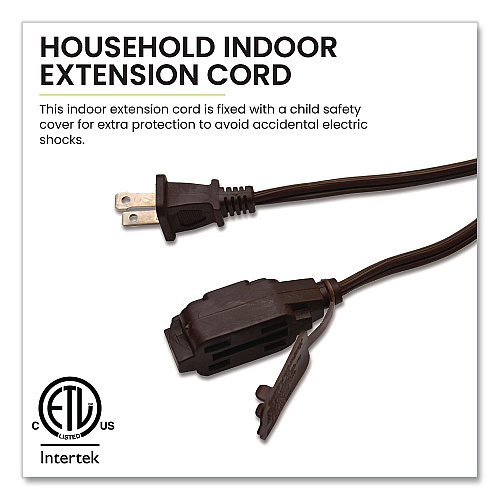 GoGreen Power Household Extension Cord, 12 ft, 13 A, Brown, 3/Pack (GG248123)