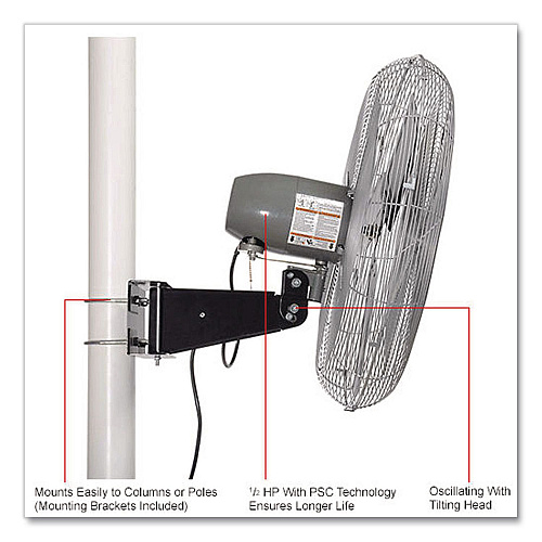 Global Industrial Deluxe Oscillating Fan, Pole or Column Mount, 24", 4,660 CFM, 1/2 hp (293157)